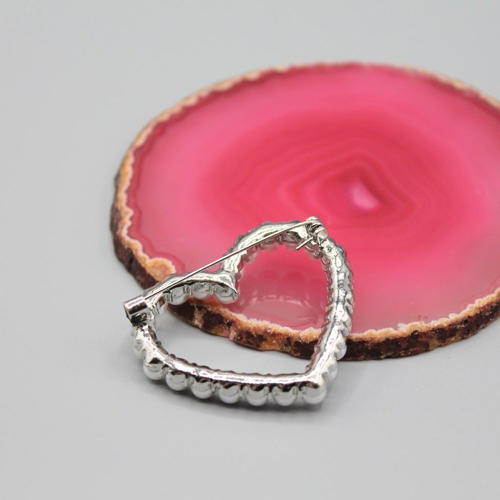Heart love romantic pin brooch jewelry fashion pearls silver white gold tone new - Picture 6 of 13